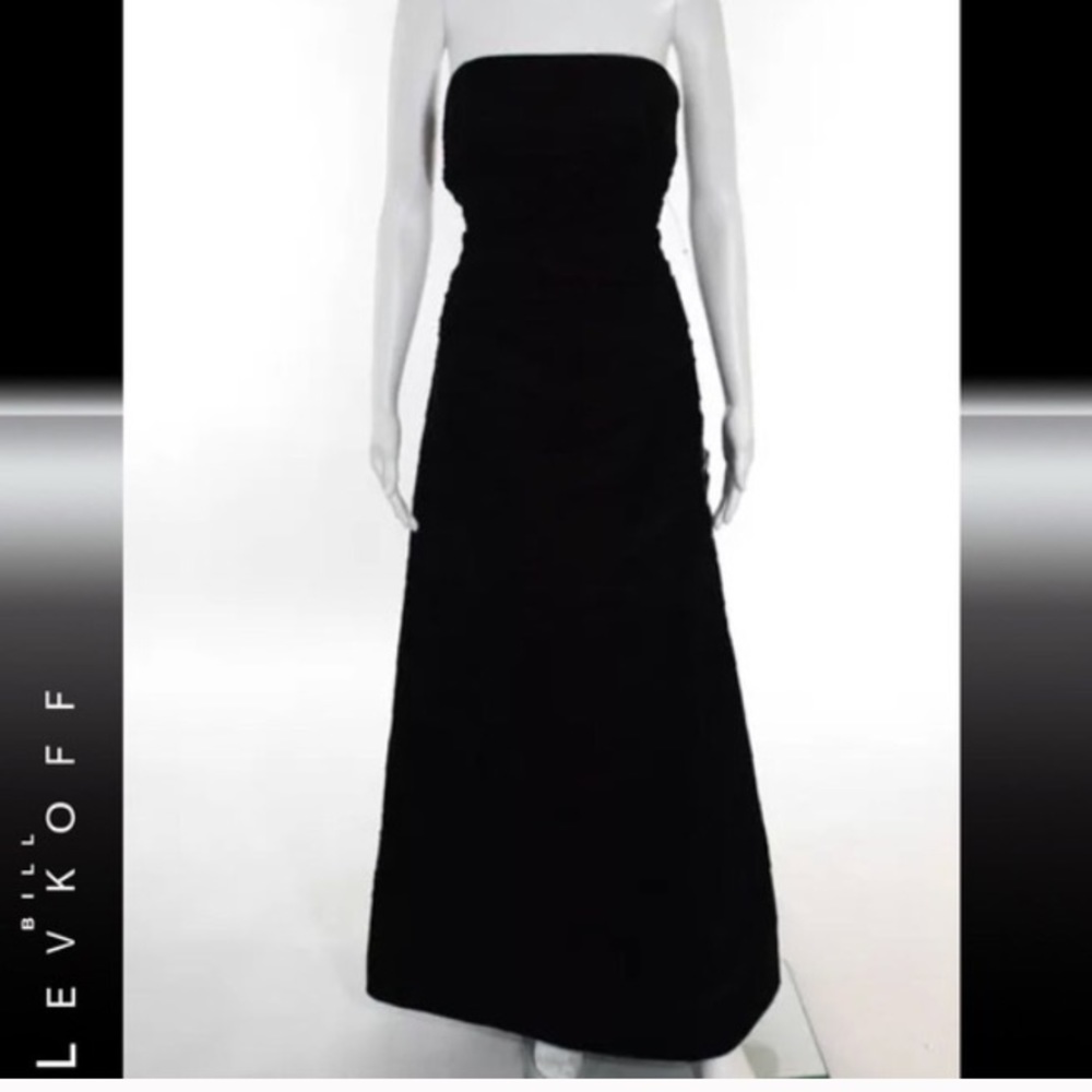 Bill Levkoff Tiered Mesh Strapless Gown